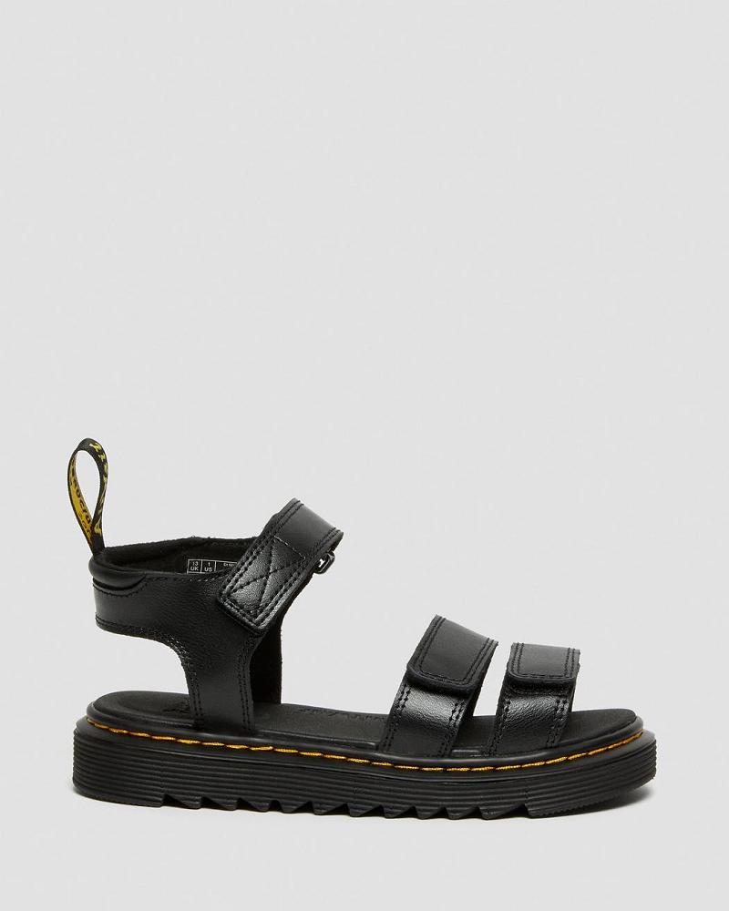 Dr Martens Junior Klaire Leren Riemen Sandalen Kinderen Zwart | NL 107PJJ